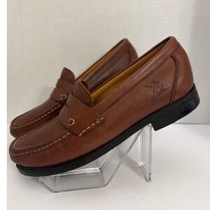 Arnold Palmer Valentino Mens 8.5 M Brown Leather Penny Loafers Made in Brazil